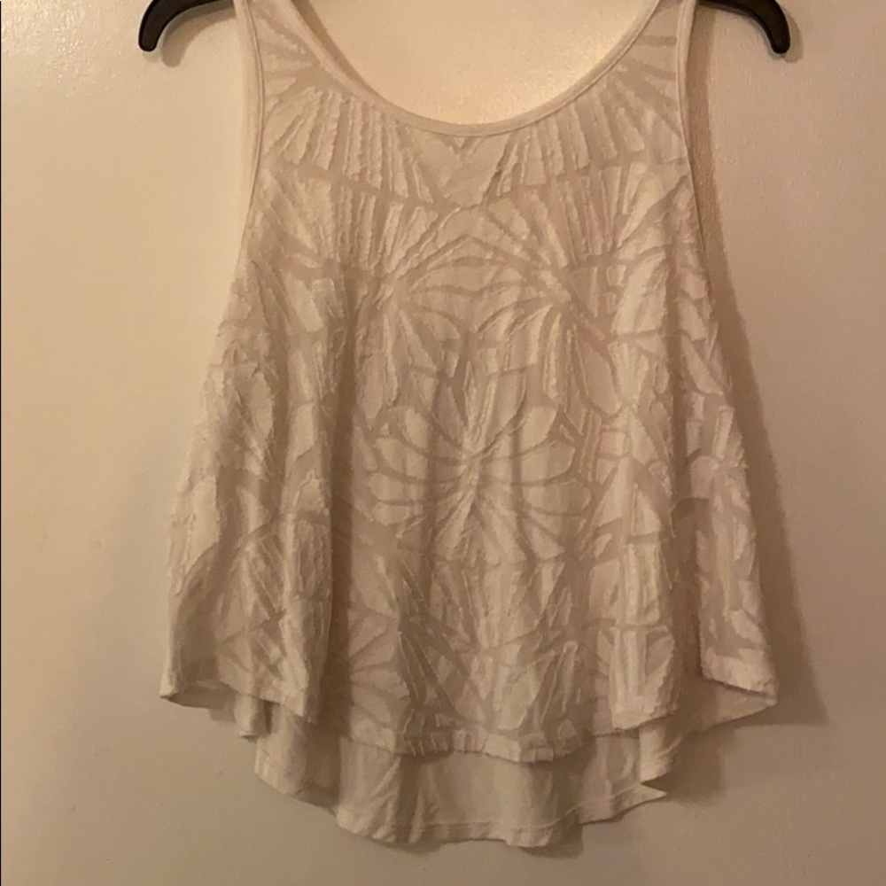 White Top with geometric fabric pattern